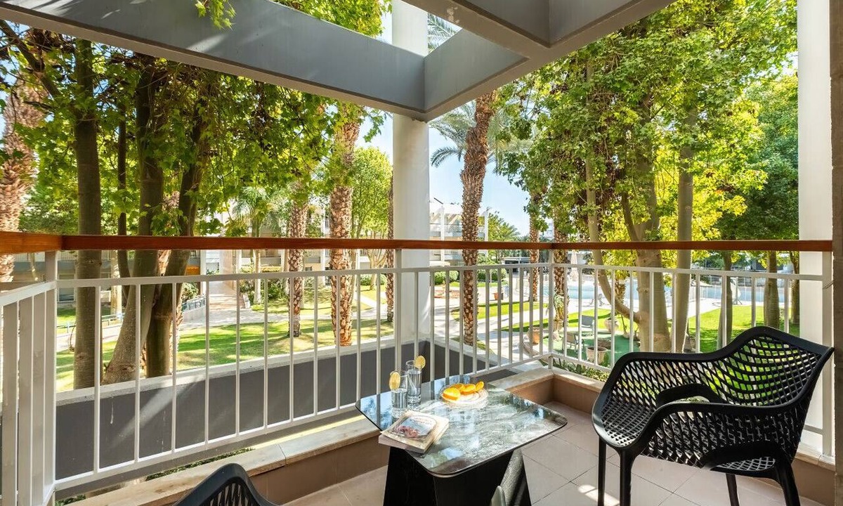 Eilat Apartment | Bright 1BR Royal Park Apt with Garden View