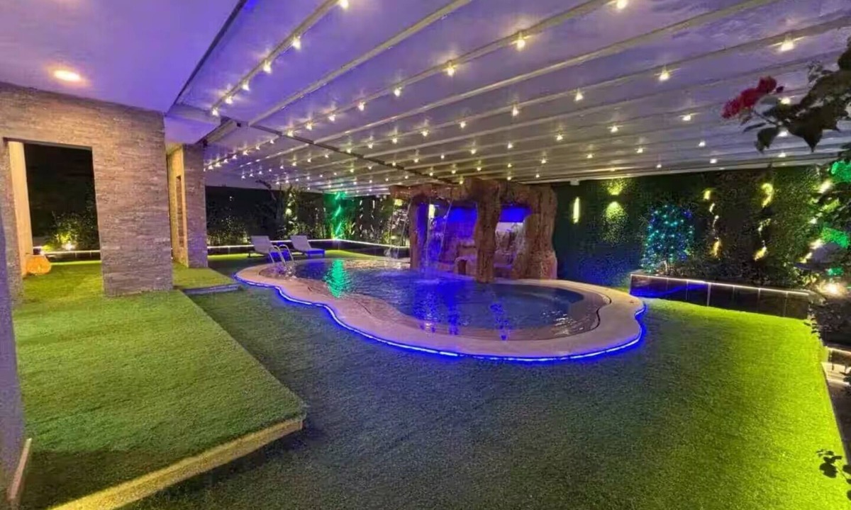 New Cairo Villa | Luxury 7-Bedroom Smart House with Resort-Style Heated Pool + Waterfall + Garden