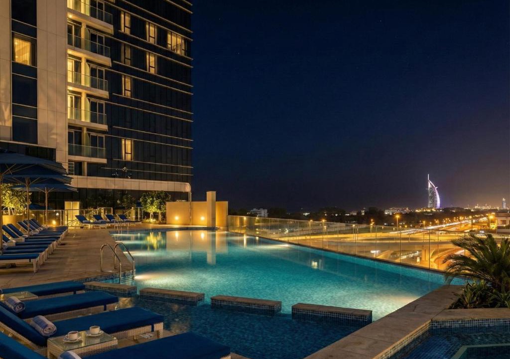 Al Sufouh 2 Apartment | Ultimate Stay - Avani Palm Burj-AlArab View from the pool
