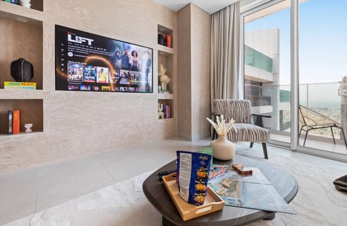 Bur Dubai Apartment | 41st-Floor 2BR with World`s Highest Running Track