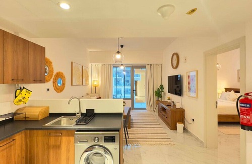 Masdar City Apartment | Charming Oasis: 1BR Comfort for Up to 3 Guests