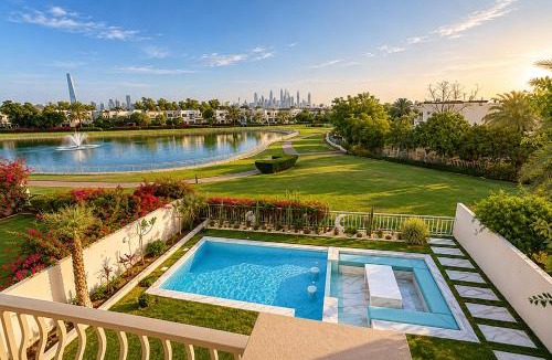 Dubai Villa | Elegant lakeside villa with a private pool