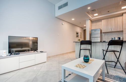 Dubai Production City Apartment | Elegantly furnished studio with balcony in cool Dubai