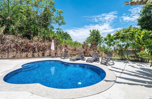 Camaronal House | Modern gated mountain villa in Tarcoles with a private pool, tropical surroundings, fast WiFi, Smart TVs, and spacious indoor living. Perfectly located near Carara National Park, Jacó, Playa Mantas, and Los Sueños Marina.