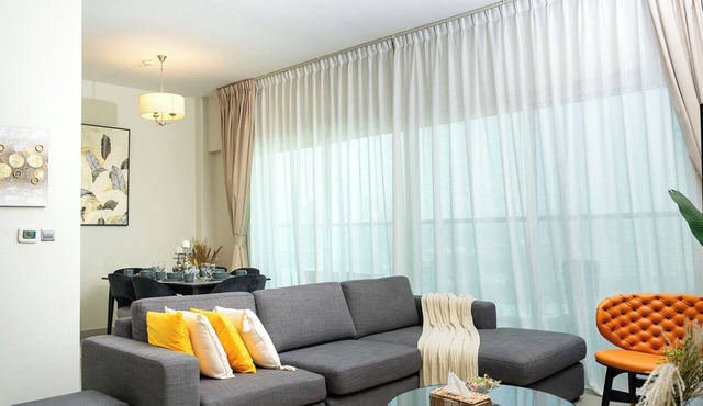 Charming 2-bedroom apartment with AC in vibrant Dubai-Jumeira Village Circle