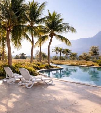 Family Floatie Flat with Pool & Workspace