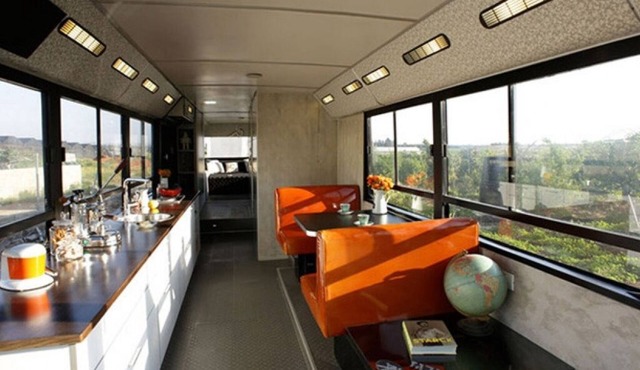 This public bus was converted into a cool and comfortable living space. Located.