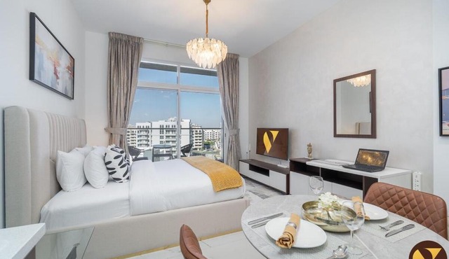 Vogue Vacation Homes, Arjan Jwelz by Danube near Miracle and Butterfly Garden, Studio Apartment with Balcony and Vibrant Community View, Access to all Amenities