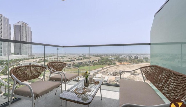 Vogue Vacation Homes, Damac Hills Golf Gate near First Avenue Mall, Two Bedroom Apartment with Balcony and Vibrant Community View, Access to all Amenities